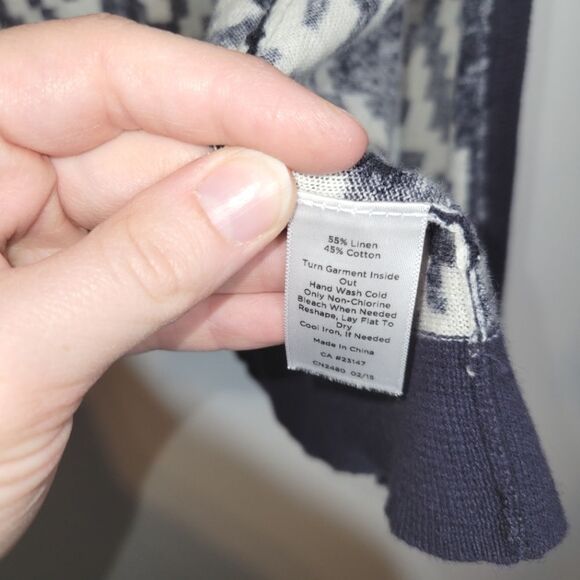 Talbots Linen Blend Navy White Cardigan 1X - Picture 3 of 9